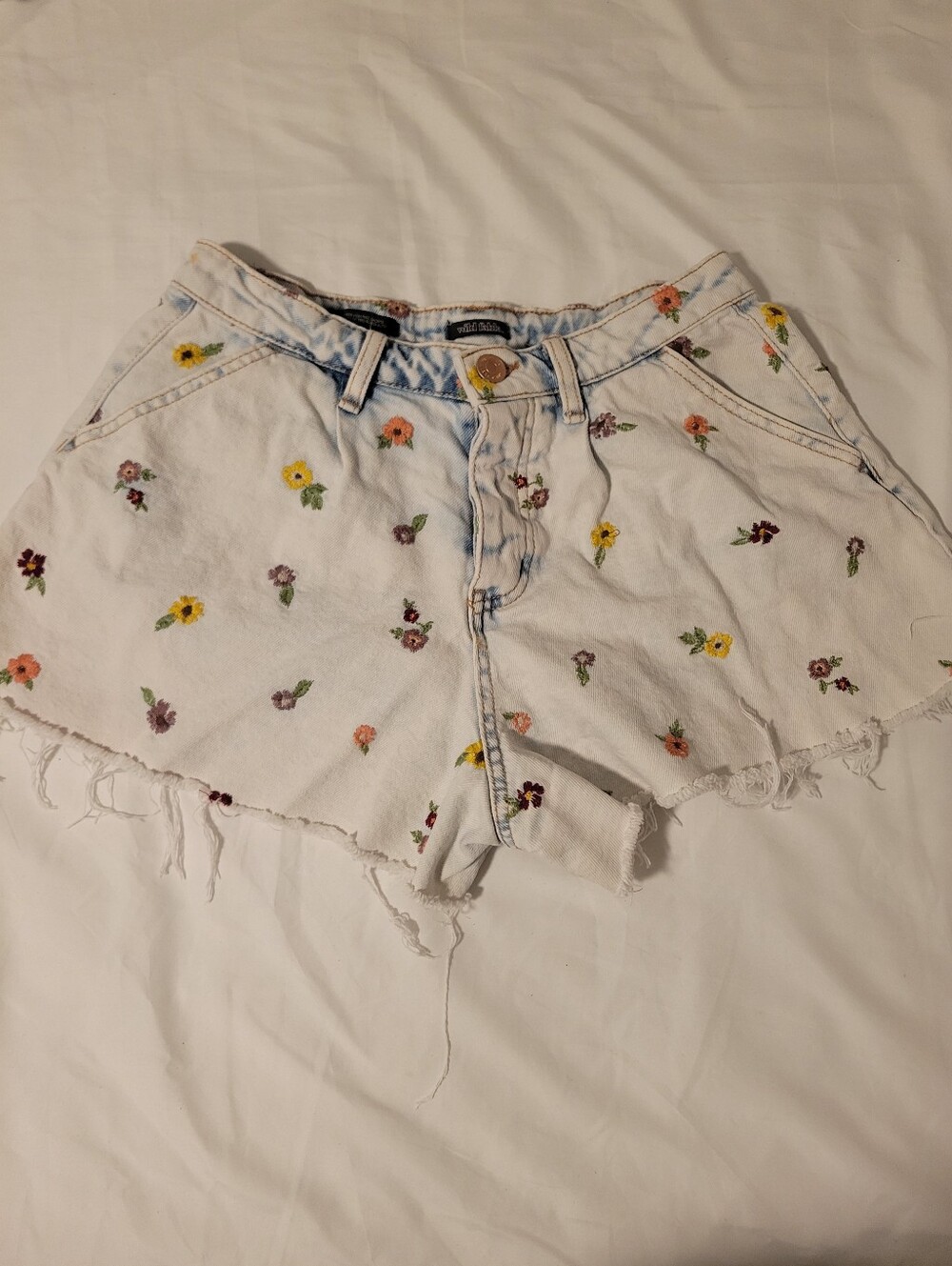 Floral Embroidered Denim Shorts